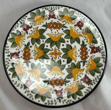 VINTAGE CERAPLAT hand painted floral Spanish majolica pottery wall plate 9"