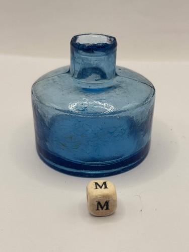 Old blue glass - , bottle