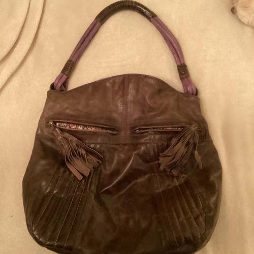 Brown leather shoulder - brown, bag