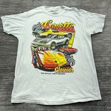Corvette Shirt Size XL Mens Classic Sting Ray Chevy Chevrolet White Tee T-Shirt