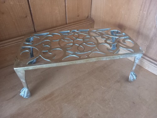 Vintage brass kettle trivet - kettle,