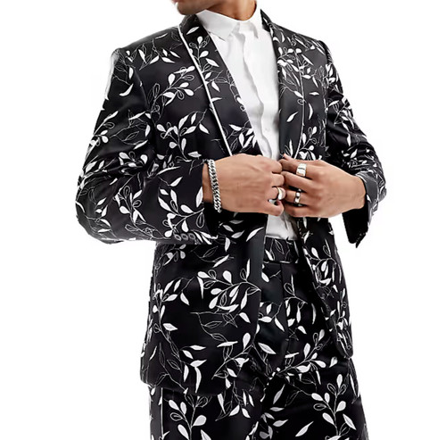 Floral satin dinner suit - floral,
