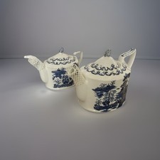 Large & Small Masons Ringtons Limited Willow Pattern Teapot 75th Anniversary