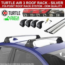 Turtle Air 3 Silver Fix Point Roof Rack For RENAULT KANGOO 1996-2007