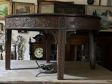 Late 19th Century Padouk Demi-lune Side-table plant stand coffee table carved 