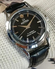 Vintage Roamer Swiss Hand-Winding Men’s Wristwatch – Black Dial.