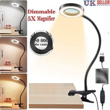 5X Magnifier Glass Flexible Reading LED Desk Lamp Clip On Beauty Magnifying Lamp