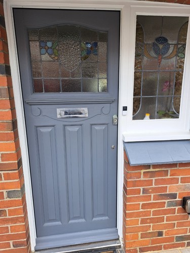 1930s leaded front door wooden - front,