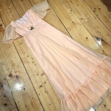 Vintage 1980s Peach Prairie Evening Bridesmaid Dress 10 Cottagecore Princess