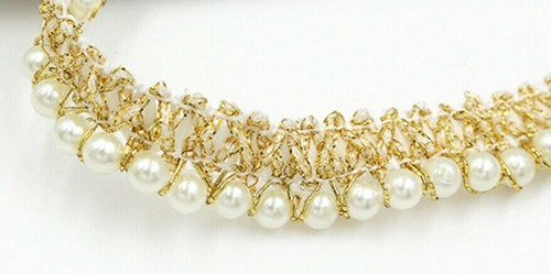 Pearl beaded lace trim - beaded,