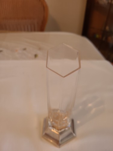 Vintage hexagon glass vase - hexagon,