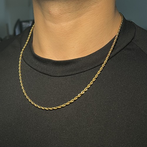 Gold thin rope chain necklace - thin,