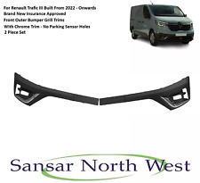 For Renault Trafic Pair Front Bumper Outer Grills Chrome Trim (No Sensor Holes)