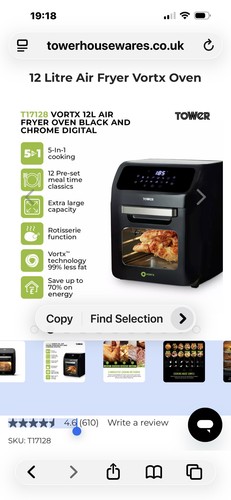 Tower airfryer oven type - tower, type-lots