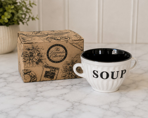 White ceramic soup bowl - white,