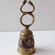 🔥Vintage Brass Snake Serpent Head Skeleton Lizard Table Desk Bell 18/6.5/6.5 Cm