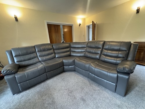 Recliner grey leather corner - recliner,