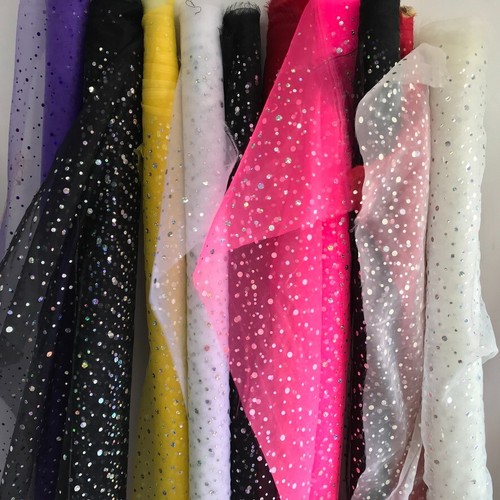 Hologram silver spots - hologram, organza