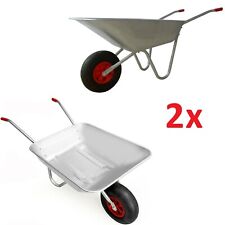 65L Metal Heavy Duty Galvanised Wheelbarrow 12" Pneumatic Inflatable Tyre Garden