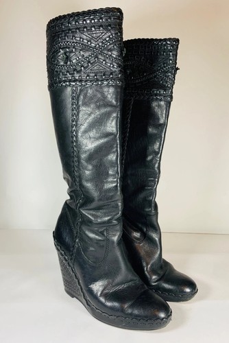 Ash black leather knee - black,