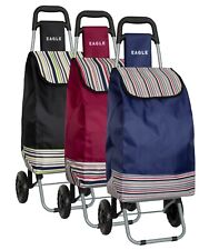 Lightweight Shopping Trolley Strong Large Basket Grocery Stripes Pattern