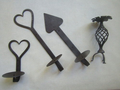 Pair rustic candle holder - of,