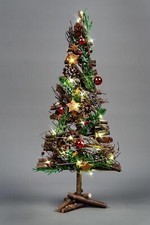 50cm Christmas Tree LED Baubles Bronz Stars Wooden Twig Tabletop Xmas Home Decor