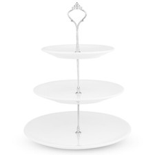 Nyxi 3 Tier White Ceramic Round Display Cake Stand Food Platter Serving Rack