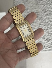 Rotary Elite Gold Tone Tank Watch – Roman Dial, Date Window, Vintage