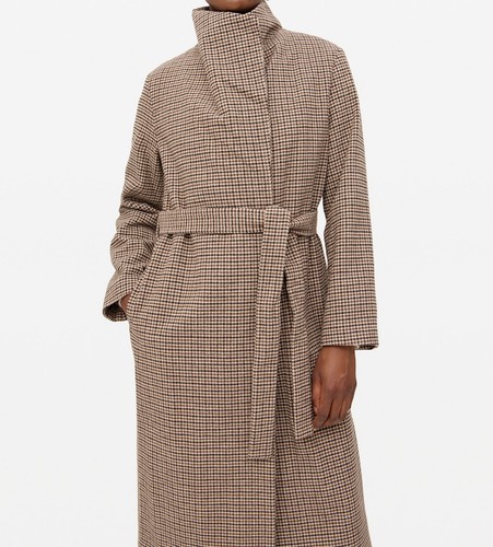 Brown belted coat with - tu,