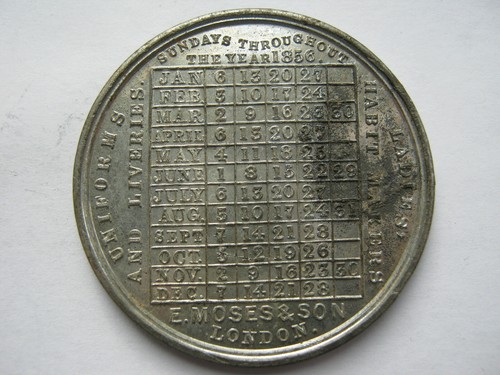1856 calendar medal wellington - calendar,