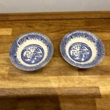 Vintage Matching Set Of 2 Old Willow Pattern Barratts of Staffordshire Bowls