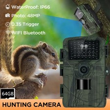 64GB 48MP WIFI Wildlife Camera Trail Game Hunting Trap Cam PIR Night Vision IP66