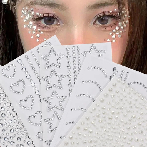 Face gems adhesive - face, star