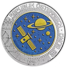 Austria 25 Euro 2015 Cosmology Silver Niobium Hand Raised with Original Packaging