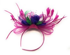 Fuchsia Pink Cadbury Purple & Jade Green Fascinator Headband Wedding Ascot Races
