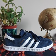 Adidas Originals Hamburg UK 9 Navy White Suede Terrace Casual