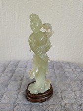 Jade Figurine with Wooden Base