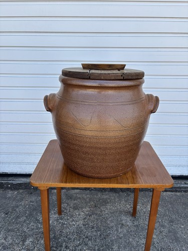 Vintage large stoneware crock - vintage,