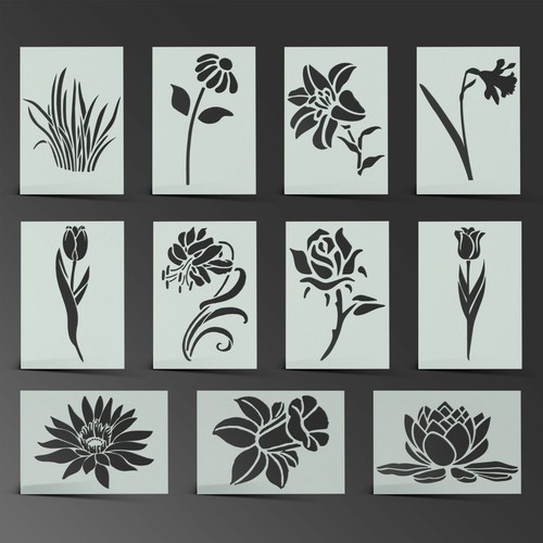 Flower stencil rose mylar - stencil,