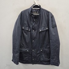 Barbour Mens Duke Wax Waterproof Navy Biker Quilted Country Jacket Coat XXL