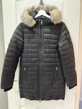 Black Quilted Coat with fur