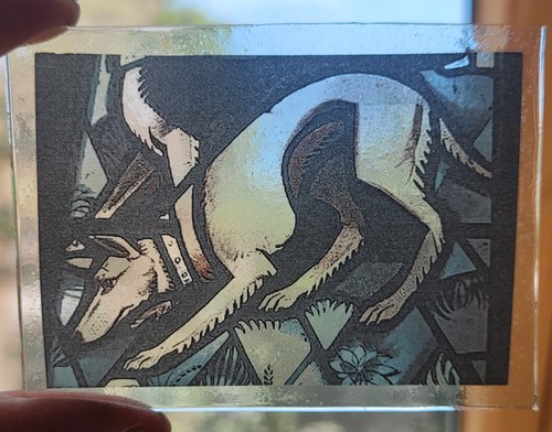 Stained glass hunting dog