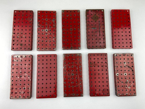 Meccano red flanged plates - red,