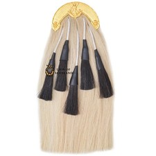 Scottish Piper kilt Sporran White Horse Hair Golden Cantle Chain Belt Black Hair