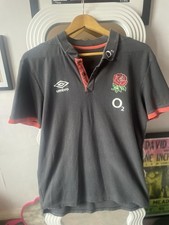 Umbro England Rugby Polo Shirt Vintage Style Unisex 21in PTP 27in Length