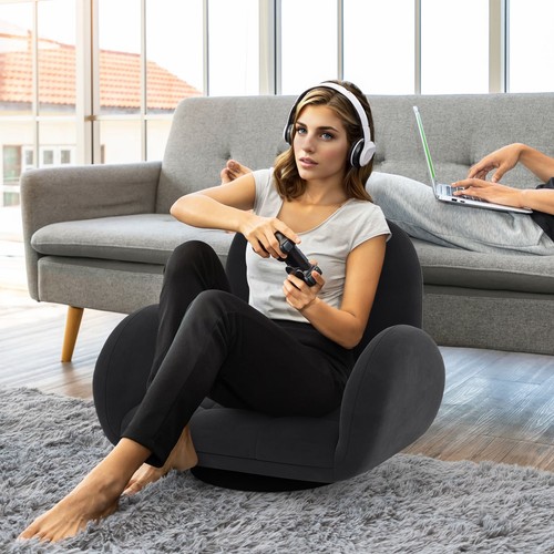 Swivel black floor chair - floor,