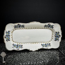 H&K TUNSTALL VINTAGE RECTANGULAR PORCELAIN SERVING DISH - FLORAL SCALLOPED EDGE