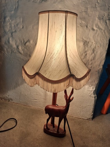 Deer carved wooden table - carved,