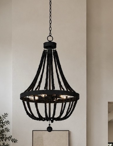 Light wooden chandelier - 4-,